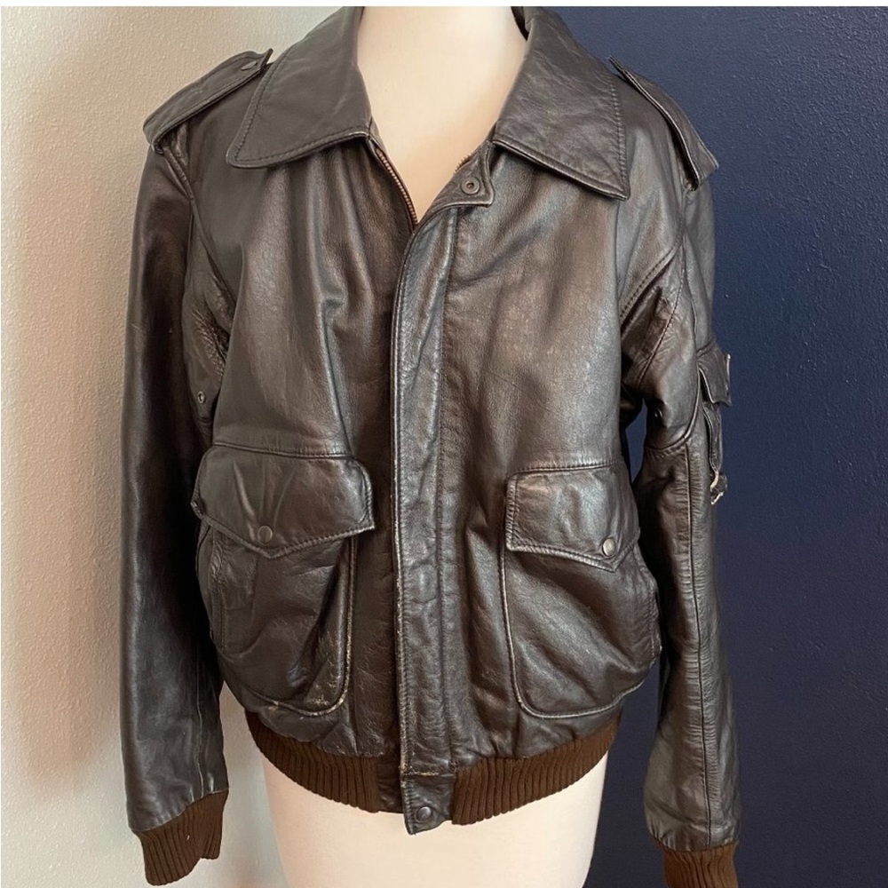 Genuine Leather Flight Jacket, Made in Brazil SIZE 42